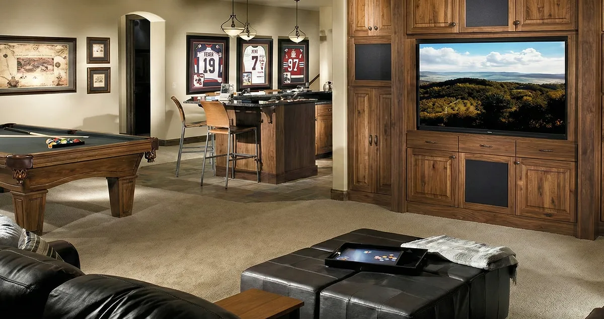 finished basement remodeling project transforming a basement into a comfortable living space in Detroit, MI