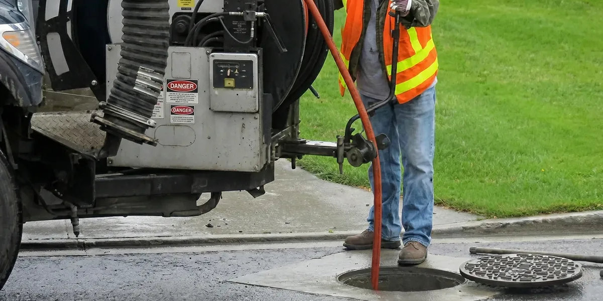 sewage clean up professionals using industrial equipment to remove contaminated wastewater in Detroit, MI